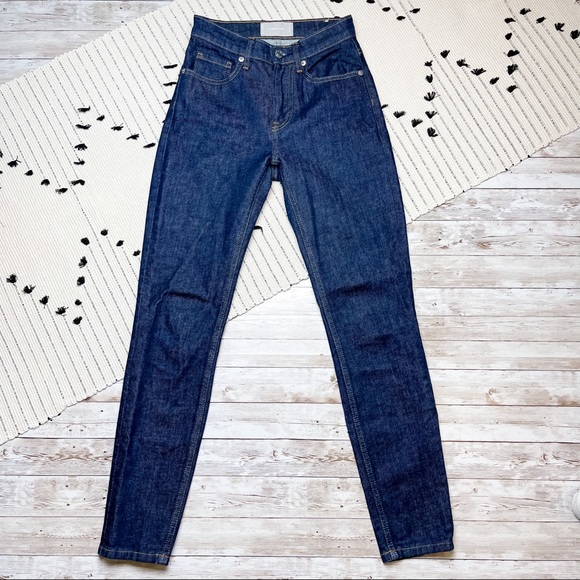 Everlane High Rise Skinny Jean Dark Indigo Wash Blue Size 24 Regular - Picture 4 of 7